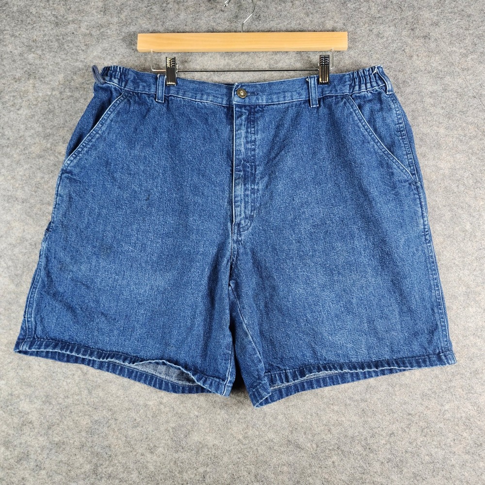 Cabela's Denim Utility Shorts Mens 40 Blue Carpenter Relaxed Elastic Waist ST130